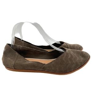Toms womens flats size 9.5 army green suede pointy toe ballet